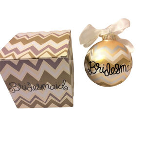 NIB Coton Colors Bridesmaid Chevron Glass Ornament by Laura Johnson